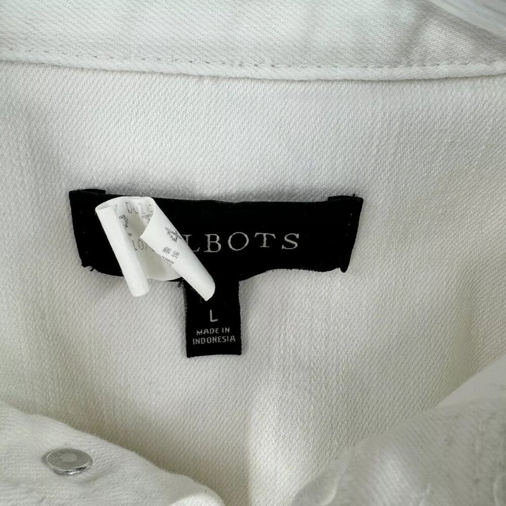 Talbots Jacket Large Denim Pockets Stretch Denim Pockets Casual Minimalist White - Picture 7 of 7
